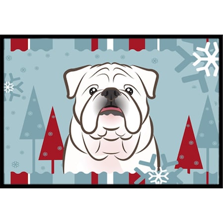Carolines Treasures Winter Holiday White English Bulldog Indoor and Outdoor Mat- 18 x 27 in. BB1716MAT
